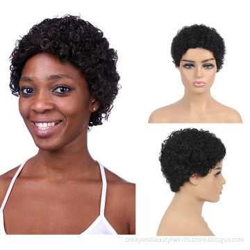 Pixie Cut Wigs Short 95% Human Hair Full Wig With Bangs Human Brazilian wig for black women